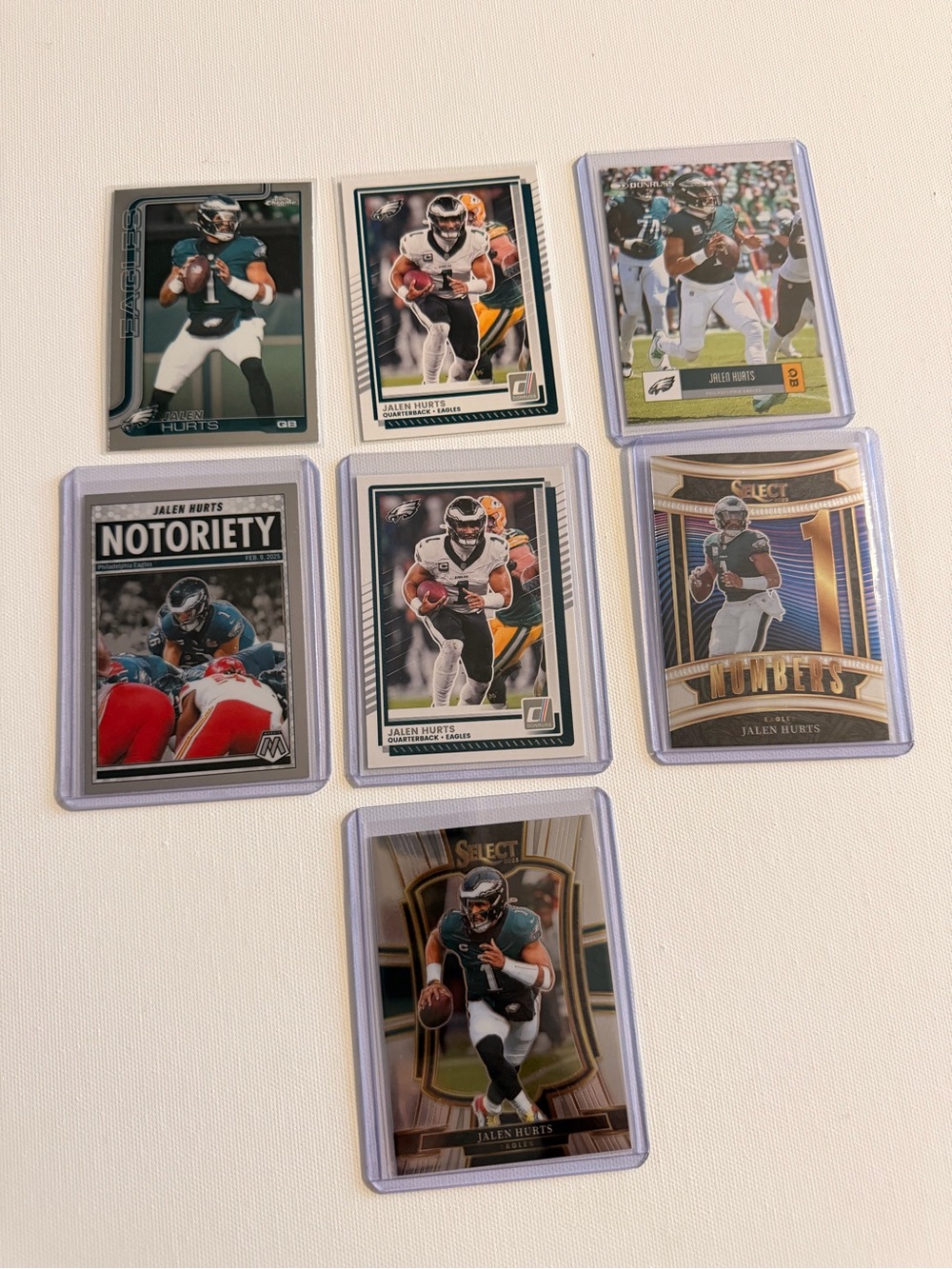 Panini Jalen Hurts Football 7 Card Lot- Green/Gold/Black